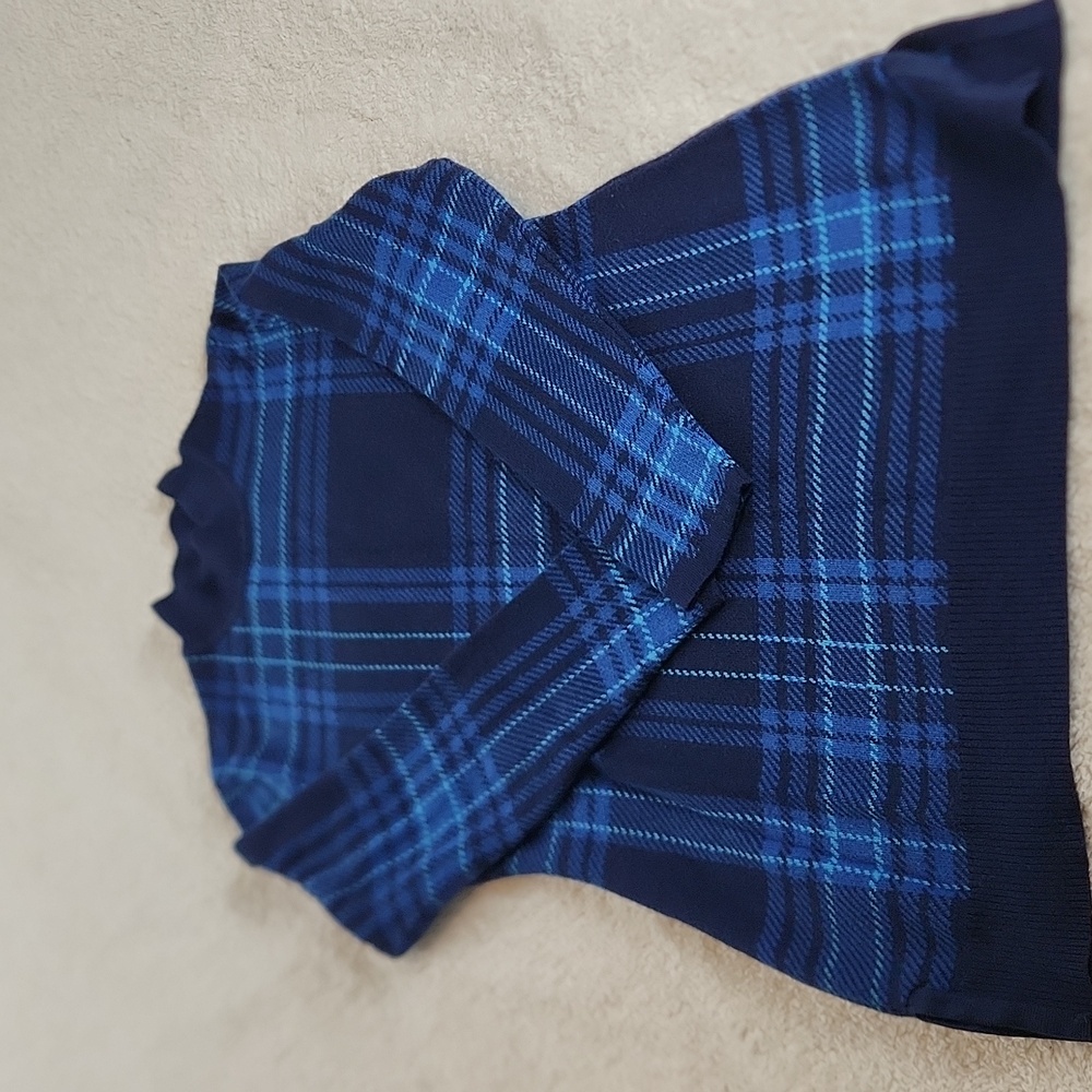 Isaac Mizrahi Live sweater dress blue plaid, feminine and classic - Picture 5 of 10